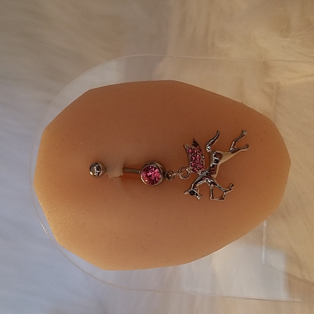 Crystal Dangle Unicorn Belly Ring - image 1